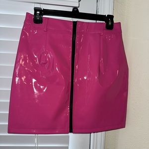 PINK LEATHER/ PLASTIC SKIRT